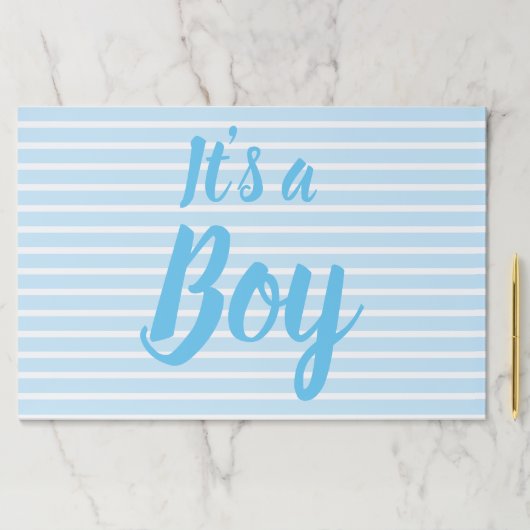 青い赤ん坊のシャワーストライプの性別を明らかにする男の子だ ペーパーパッド (インサイチュ)