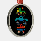 青い赤カッコいいい緑の贈り物を男の子に持ち込む怪獣トラック メタルオーナメント (右)