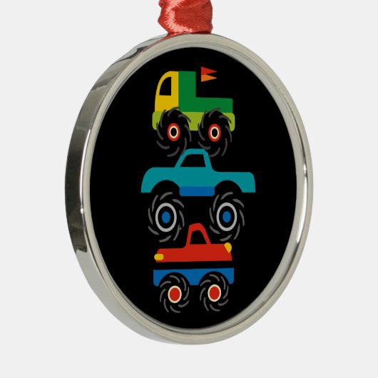 青い赤カッコいいい緑の贈り物を男の子に持ち込む怪獣トラック メタルオーナメント (右)