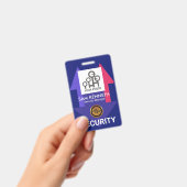 青い赤スタイリッシュい矢印セキュリティ写真テンプレート バッジ (手持ち)