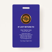 青い赤スタイリッシュい矢印セキュリティ写真テンプレート バッジ (裏面)