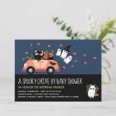 青い赤不気味ちゃんシャワーでかわいいハロウィーンのドライブ 招待状 (スタンド正面)