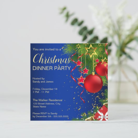 青い赤王室のい緑のボーブルがクリスマスを飾る 招待状 (スタンド正面)