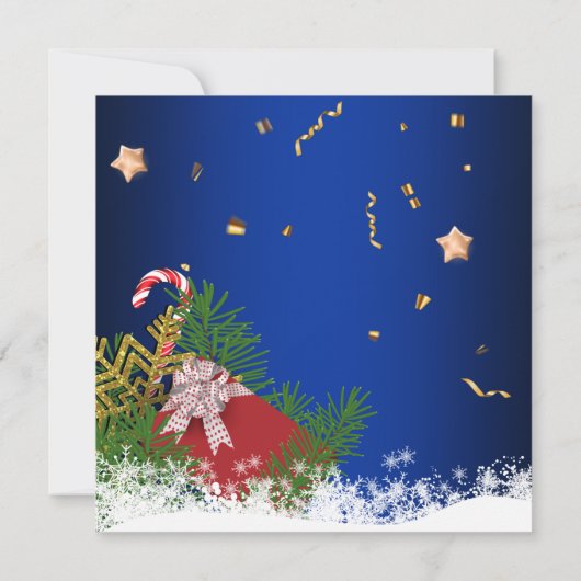 青い赤王室のい緑のボーブルがクリスマスを飾る 招待状 (裏面)