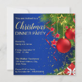 青い赤王室のい緑のボーブルがクリスマスを飾る 招待状 (正面)