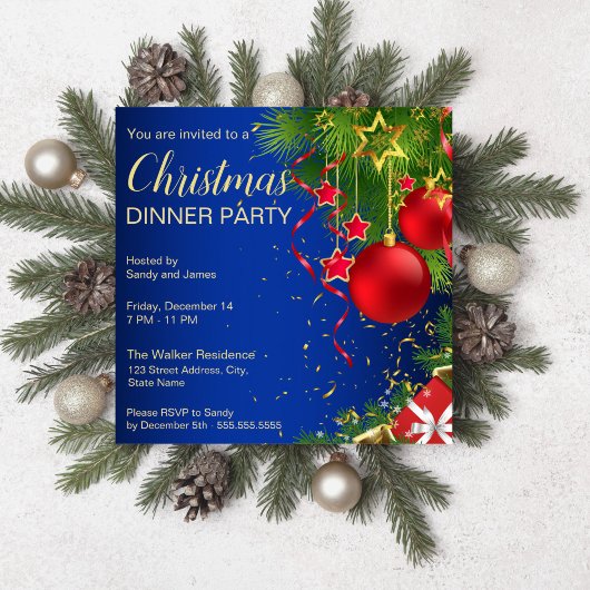 青い赤王室のい緑のボーブルがクリスマスを飾る 招待状