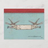 青い赤面のフクロウのバレンタインデーの郵便はがき シーズンポストカード (裏面)