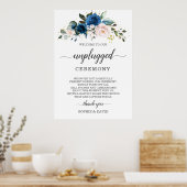 青い赤面フローラ結婚が取り外された式辞 ポスター (キッチン)