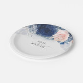 青い赤面水色の花エレガントな結婚式 ペーパープレート (アングル)