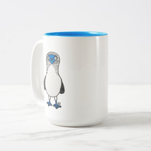 青い足の最下位のガラパゴスの鳥の恋人 ツートーンマグカップ (正面左)