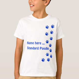 青い足跡 - 名前や犬種を入力しよう Tシャツ