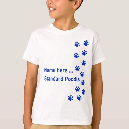 青い足跡 - 名前や犬種を入力しよう Tシャツ (正面)