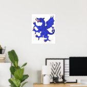 青い躍動するドラゴン ポスター (ホームオフィス)