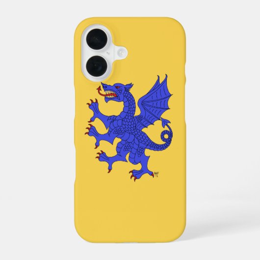 青い躍動するドラゴン iPhone 16ケース (裏面)