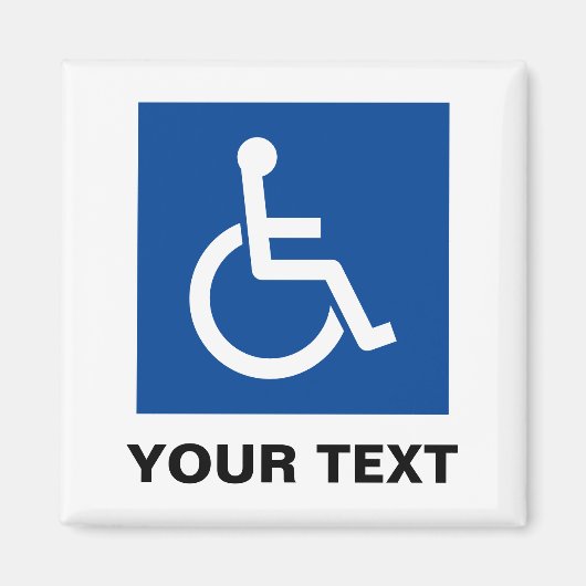 青い車いす身体障害のロゴ記号 マグネット (正面)