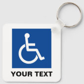 青い車いす障害シンボルカスタムキーチェーン キーホルダー (裏面)