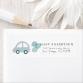 青い車と風船 白 ラベル (インサイチュ)