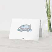 青い車のレーシングフラッグ少年誕生日カード カード (裏面)