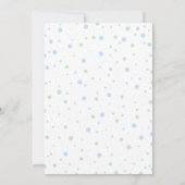 青い車の風船を通って男の子の赤ちゃんシャワーを運転 招待状 (裏面)