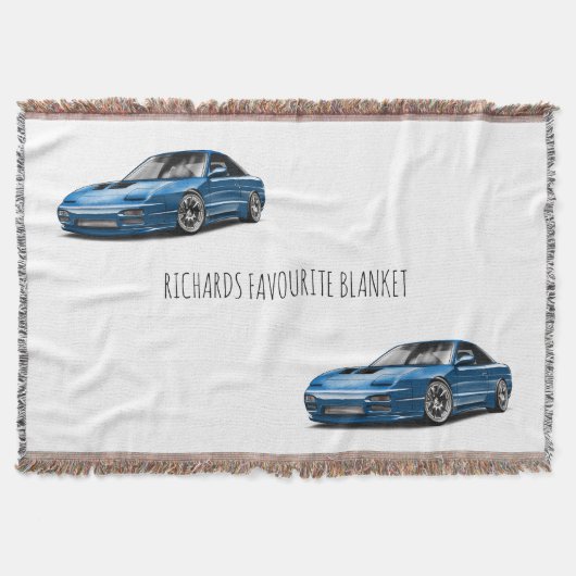 青い車の240sxのイラスト スローブランケット (正面)