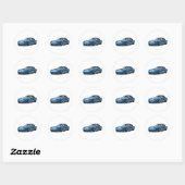 青い車の240sxの絵 ラウンドシール (シート)