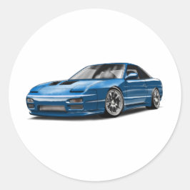 青い車の240sxの絵 ラウンドシール