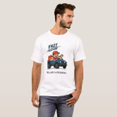 青い車両を運転する男性デリバリー・ドライバー Tシャツ (正面フル)