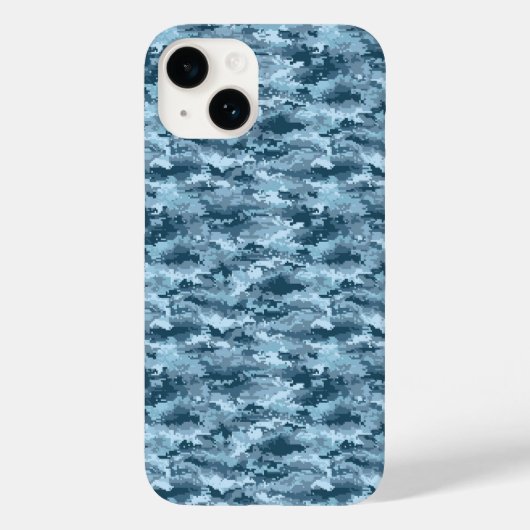 青い軍用ピクセル迷彩パターン Case-Mate iPhoneケース (裏面)