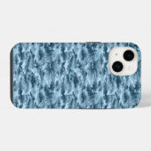 青い軍用ピクセル迷彩パターン iPhoneケース (裏面横)