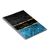 青い輝きと黒いダマスク ノートブック (右側)