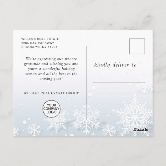 青い輝きのクリスマスボール 法人向け年賀状 ポストカード (裏面)