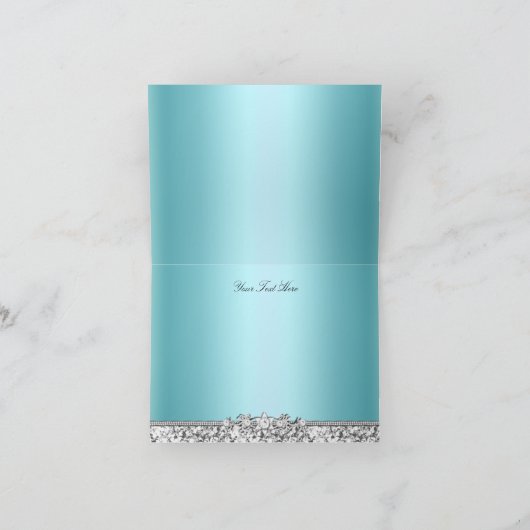 青い輝きのグリッターの服及びかかとのサンキューカード サンキューカード (内部)