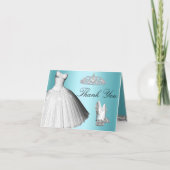 青い輝きのグリッターの服及びかかとのサンキューカード サンキューカード (正面)