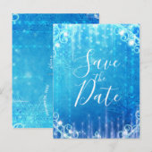 青い輝きの凍った氷の冬のお知らせ 案内ポストカード (正面/裏面)