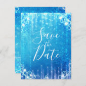 青い輝きの凍った氷の冬 Save the Date 案内ポストカード (正面/裏面)