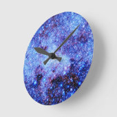 青い輝きの星 ラウンド壁時計 (傾斜)