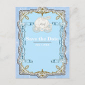 青い輝きの馬車 シンデレラ Save the Date 案内ポストカード (正面)