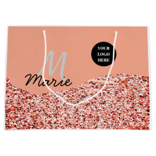 青い輝き ロゴ テキスト ありがとう 割引 ラージペーパーバッグ