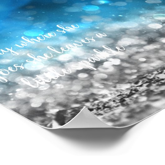 青い輝く引用文 ポスター (角)