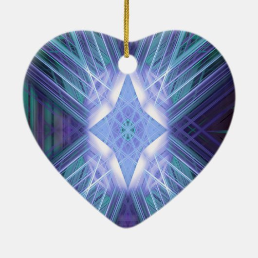 青い輝く星の模様 セラミックオーナメント (裏面)