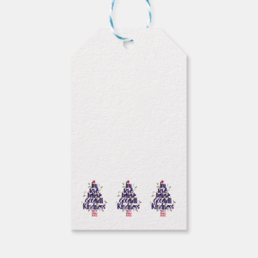 青い輝く書道クリスマスツリー ギフトタグ (裏面)