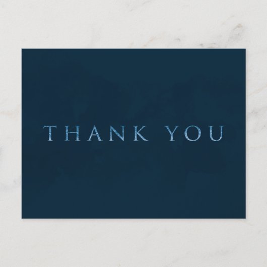 青い輝く贋造箔きらびやかモダンTHANK YOU ポストカード (正面)