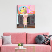 青い輝く靴 |小さな女の子視聴テレビ キャンバスプリント (インサイチュ (リビング))