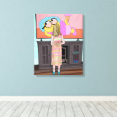 青い輝く靴 |小さな女の子視聴テレビ キャンバスプリント (インサイチュ (ウッドフロア))