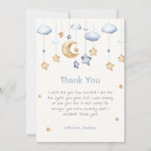青い輝エレガントく赤ちゃんシャワー サンキューカード (正面)