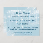 青い輝フェイクくファブ紙吹雪きらめくドット 招待状 (正面/裏面)