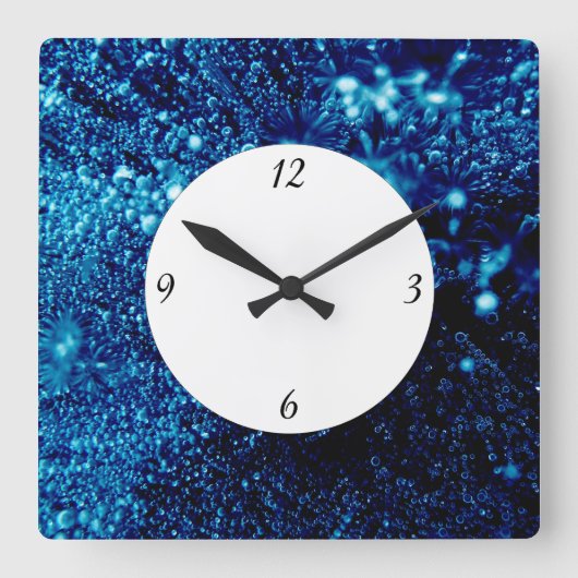 青い輝凍っていきは数の氷の泡 スクエア壁時計 (正面)