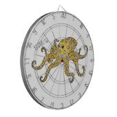 青い輪をつけたタコの漫画イラストレーション ダーツボード (正面左)