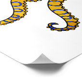 青い輪をつけたタコの漫画イラストレーション ポスター (角)