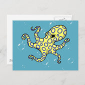 青い輪付きタコ ポストカード (正面/裏面)
